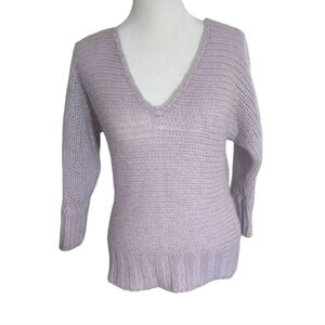 American Eagle Women’s V-Neck Mohair Blend 3/4 Sleeve Knit Sweater Sz S Petite
